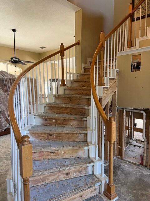 Staircase before refinishing